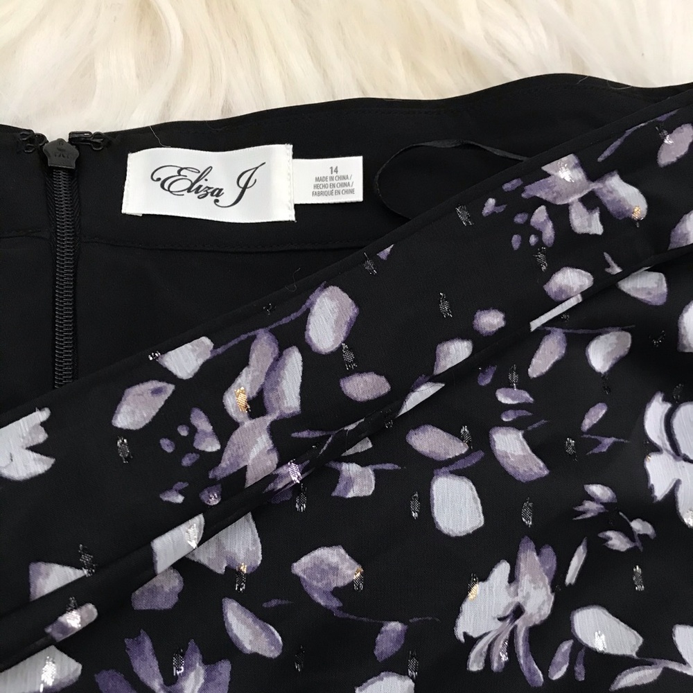 ELIZA J ruffle Asymmetrical Chiffon Skirt In Black - Picture 7 of 8